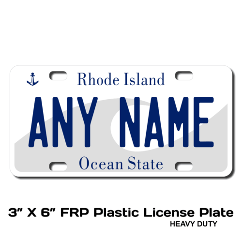 Personalized Rhode Island 3 X 6 Plastic License Plate 
