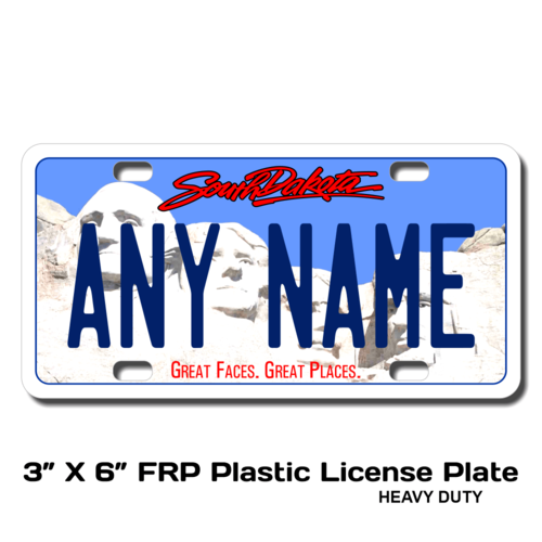 Personalized South Dakota 3 X 6 Plastic License Plate 