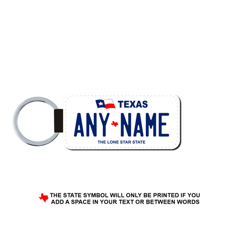 Personalized Texas 1.5 X 3 Key Ring License Plate 
