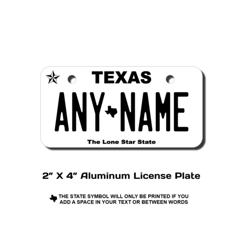 Personalized Texas 2 X 4 License Plate 
