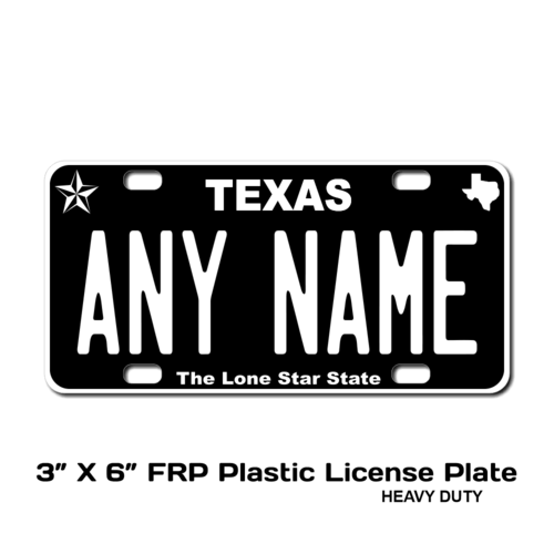Personalized Texas 3 X 6 Plastic License Plate 