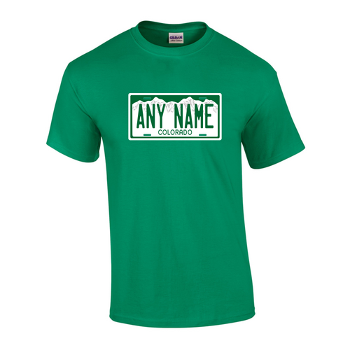 Personalized Colorado License Plate T-shirt Adult and Youth Sizes Version 1