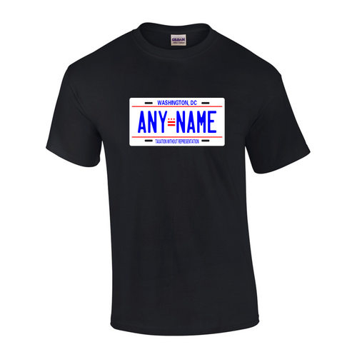 Personalized District of Columbia License Plate T-shirt Adult and Youth Sizes Version 1