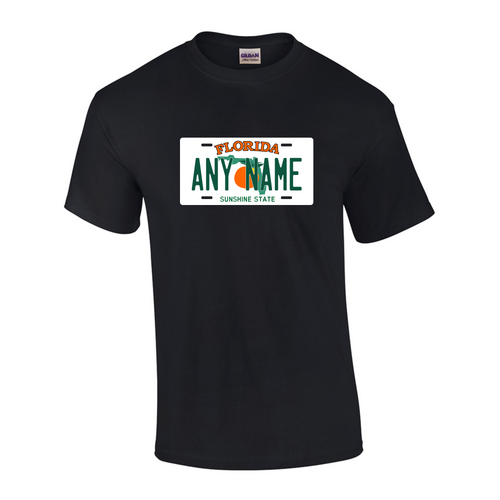 Personalized Florida License Plate T-shirt Adult and Youth Sizes Version 1