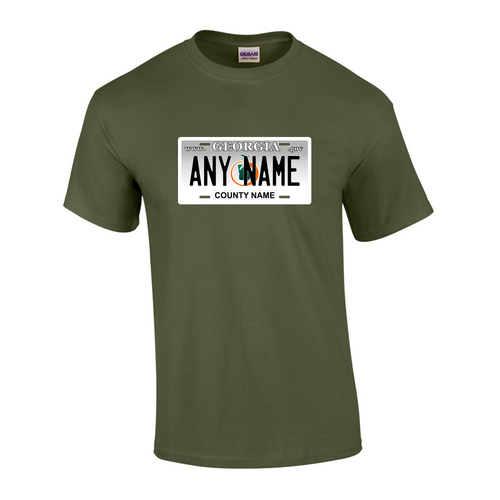 Personalized Georgia License Plate T-shirt Adult and Youth Sizes Version 1