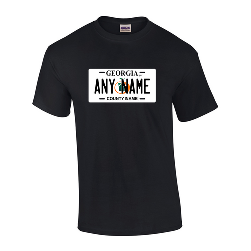 Personalized Georgia License Plate T-shirt Adult and Youth Sizes Version 2