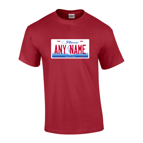 Personalized Illinois License Plate T-shirt Adult and Youth Sizes Version 2