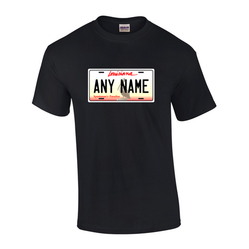 Personalized Louisiana License Plate T-shirt Adult and Youth Sizes Version 2
