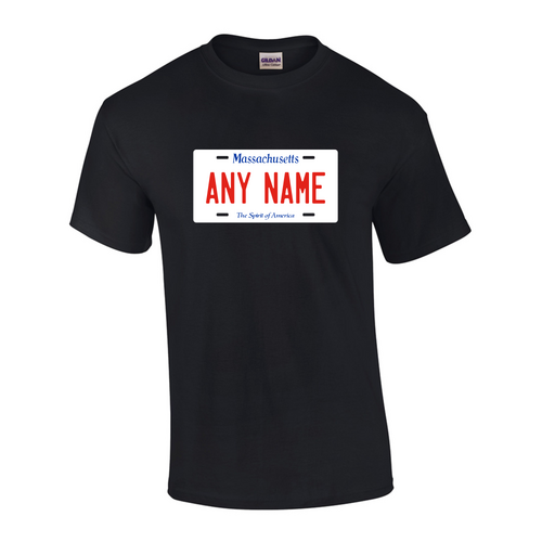 Personalized Massachusetts License Plate T-shirt Adult and Youth Sizes 