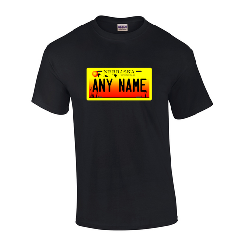 Personalized Nebraska License Plate T-shirt Adult and Youth Sizes Version 2
