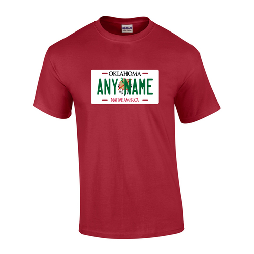 Personalized Oklahoma License Plate T-shirt Adult and Youth Sizes Version 1