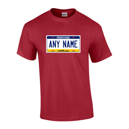 Personalized Pennsylvania License Plate T-shirt Adult and Youth Sizes Version 2