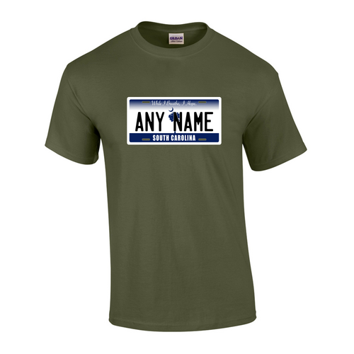 Personalized South Carolina License Plate T-shirt Adult and Youth Sizes Version 4