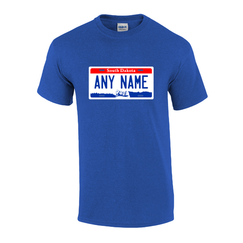 Personalized South Dakota License Plate T-shirt Adult and Youth Sizes Version 1