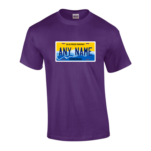 Personalized Virginia License Plate T-shirt Adult and Youth Sizes Version 4