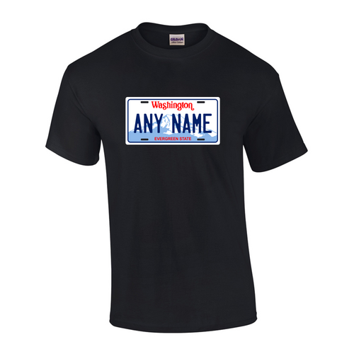 Personalized Washington License Plate T-shirt Adult and Youth Sizes Version 1