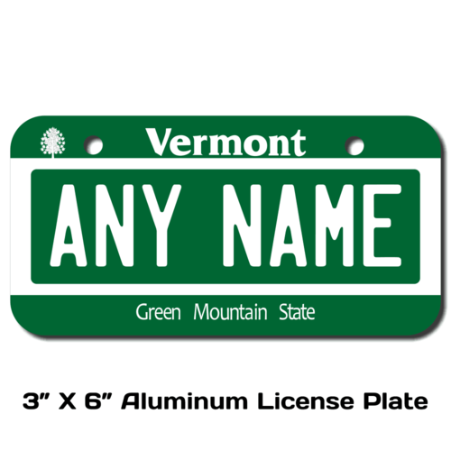 Personalized Vermont 3 X 6 License Plate 
