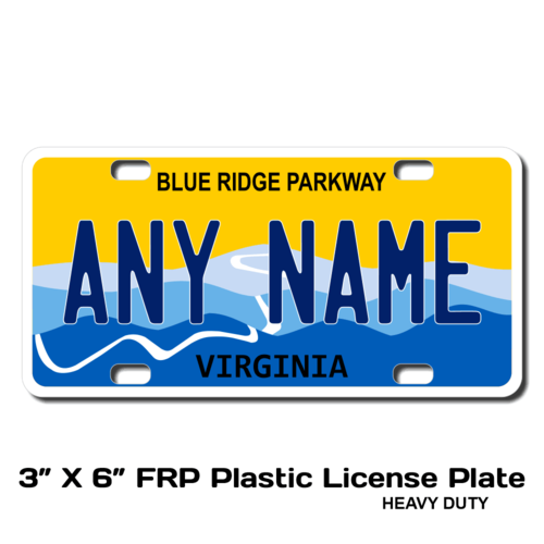 Personalized Virginia 3 X 6 Plastic License Plate 
