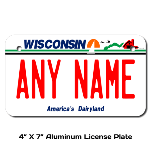 Personalized Wisconsin 4 X 7 License Plate