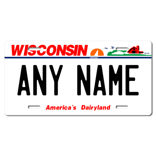 Personalized Wisconsin License Plate for Bicycles, Kid's Bikes, Carts, Cars or Trucks Version 2