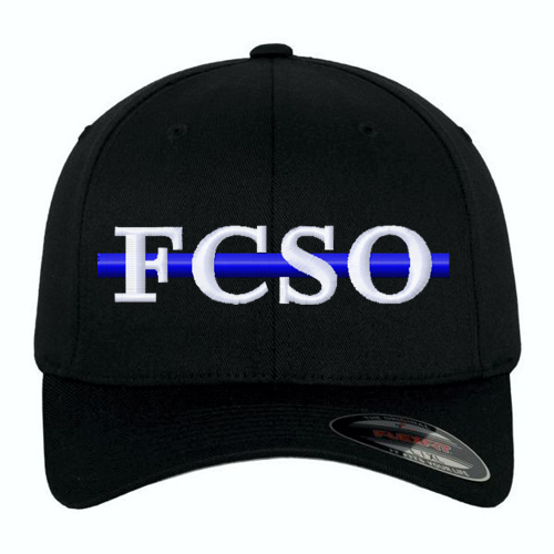 Custom Embroidered Blue Line Flexfit Baseball Cap