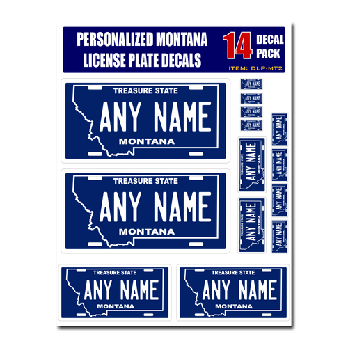 Personalized Montana License Plate Decals - Stickers Version 2