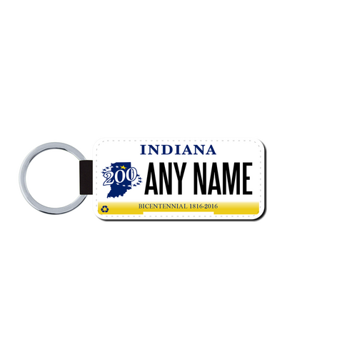 Personalized Indiana 1.5 X 3 Key Ring License Plate 