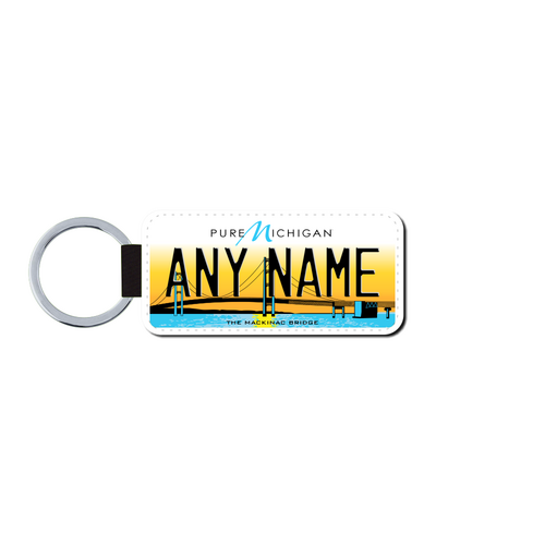 Personalized Michigan 1.5 X 3 Key Ring License Plate 